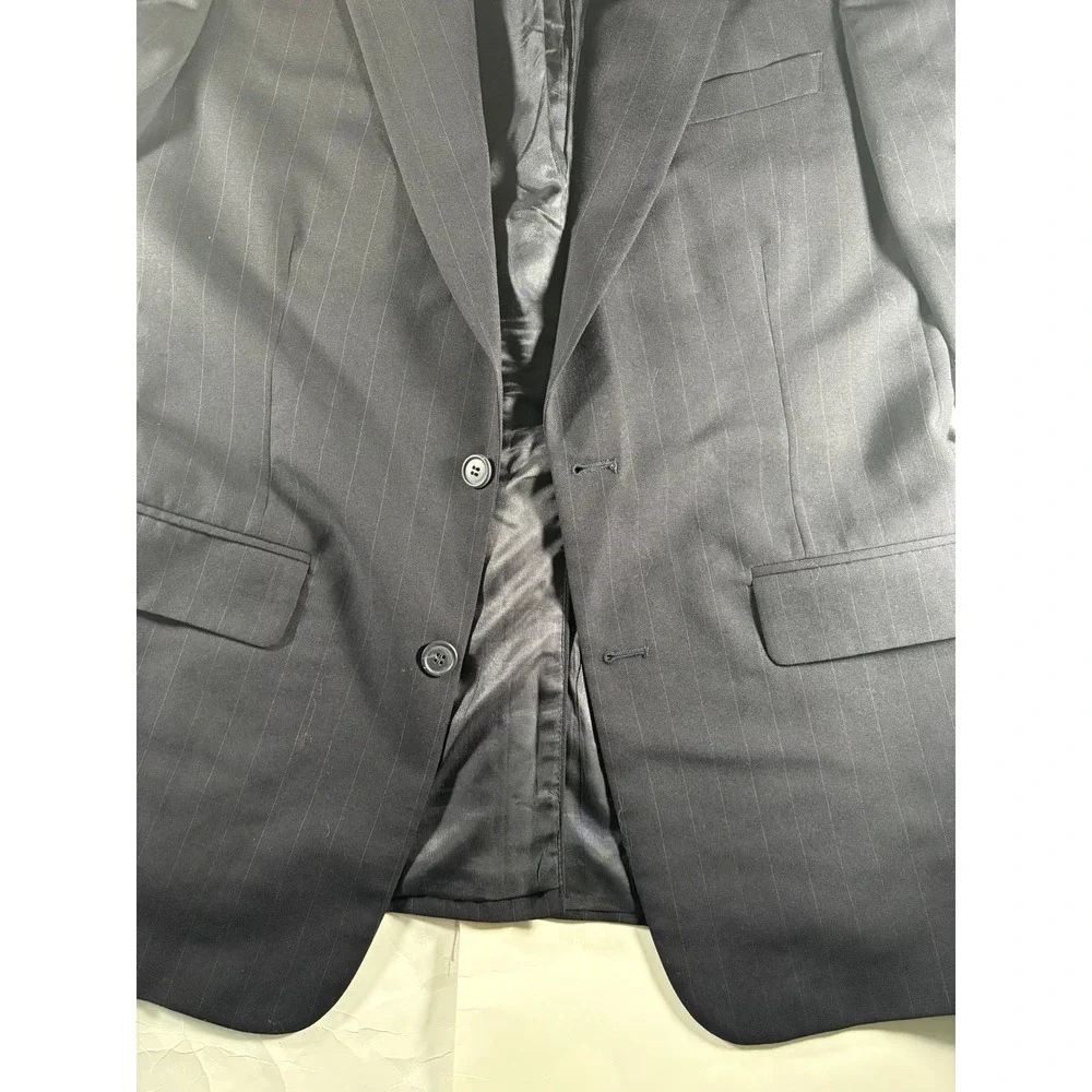 Brooks Brothers Pinstripe Black Wool Blazer Sport Coat Men's 44R 2 Button